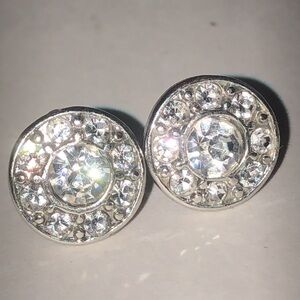 Elegant Silver Tone Rhinestone Boho Stud Earrings